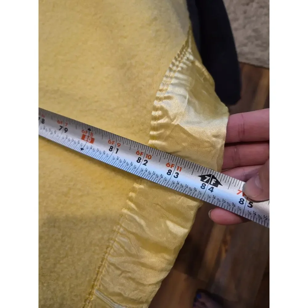 Vintage Acrylic Thermal Blanket Satin Trim Bright Yellow Plush 70x83 Twin